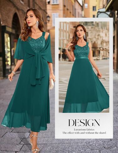 BeryLove Formal Wedding Guest Sequin Mother of The Bride Dress Evening Dresses in Saudi Arabia