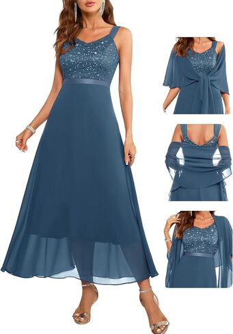 BeryLove Formal Wedding Guest Sequin Mother of The Bride Dress Evening Dresses in Saudi Arabia