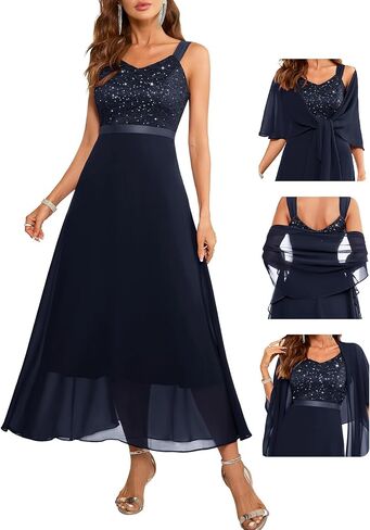 BeryLove Formal Wedding Guest Sequin Mother of The Bride Dress Evening Dresses in Saudi Arabia