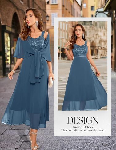 BeryLove Formal Wedding Guest Sequin Mother of The Bride Dress Evening Dresses in Saudi Arabia