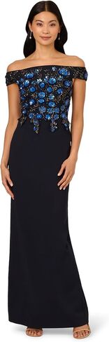 Adrianna Papell Women's Bead Crepe Column Dress in Saudi Arabia