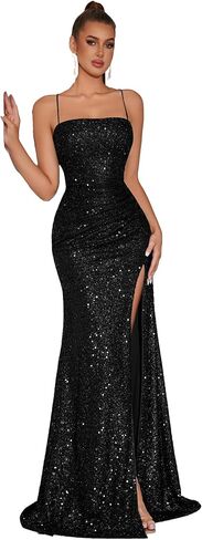 Elegant Evening Dress Women Party Long Formal Dress Sequined Strap Ladies Gown Bodycon Floor Length Female Outfits in Saudi Arabia