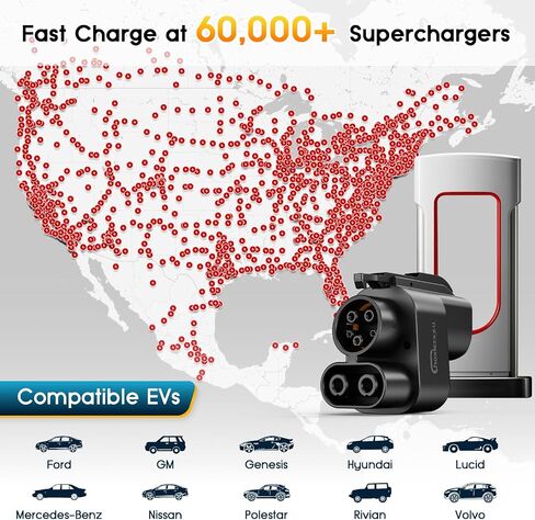 NACS to CCS1 Adapter for Tesla Supercharger V3 & V4-500A 1000V Fast Charging Compatible with Ford/General Motors/Genesis/Hyundai/Lucid/Mercedes-Benz/Nissan/Polestar/Rivian/Volvo in Saudi Arabia