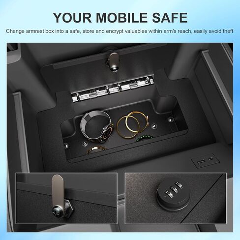 Center Console Safe Organizer Compatible with 2023-2025 Chevy Silverado GMC Sierra 1500 Redesigned 2022 Model Lock Box Console Safe Vault Replacement for 2022-2025 Chevy Silverado Accessories in Saudi Arabia