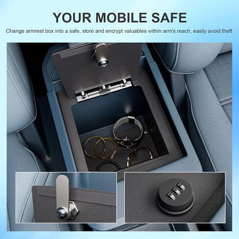 Center Console Safe Organizer Compatible with 2023-2025 Chevy Silverado GMC Sierra 1500 Redesigned 2022 Model Lock Box Console Safe Vault Replacement for 2022-2025 Chevy Silverado Accessories in Saudi Arabia