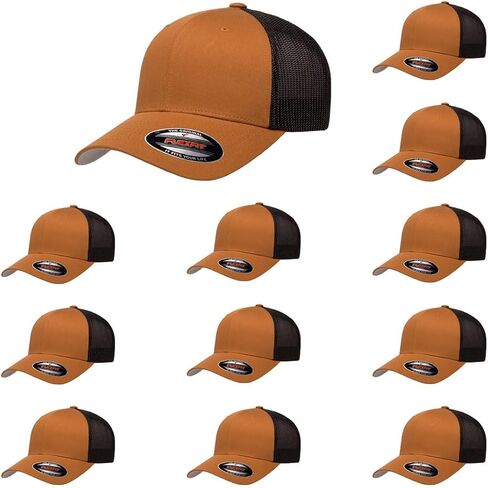 FlexFit 6511 مجهزة Mid-profile Mesh Mesh Planels Cap | حزمة السائبة المتاحة in Kuwait