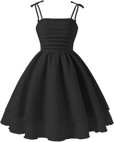 Happy Cherry Girls Spaghetti Strap Smocked Dress Layered Beach Sundress A-Line Midi Dresses 8-12 Years in Kuwait