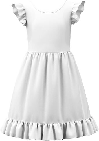 LQSZ Girls Summer Tie Back Dress Ruffle Sleeve A-Line for Beach Brithday Dance Party Size 3-12 Years in Kuwait
