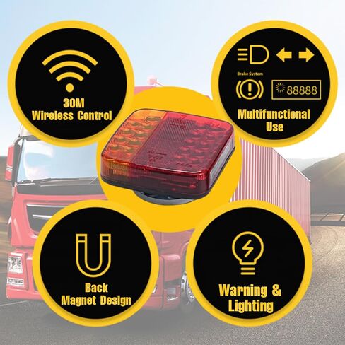 Magnetic Wireless Tail Lights for Trailer, 2025 Upgraded Wireless Trailer Lights Kit, Rechargeable Magnetic Led Trailers Light, for Truck, Rv, Camper, Boat, Carava (Magnetic type) in Saudi Arabia
