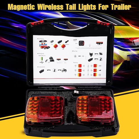 Magnetic Wireless Tail Lights for Trailer, 2025 Upgraded Wireless Trailer Lights Kit, Rechargeable Magnetic Led Trailers Light, for Truck, Rv, Camper, Boat, Carava (Magnetic type) in Saudi Arabia