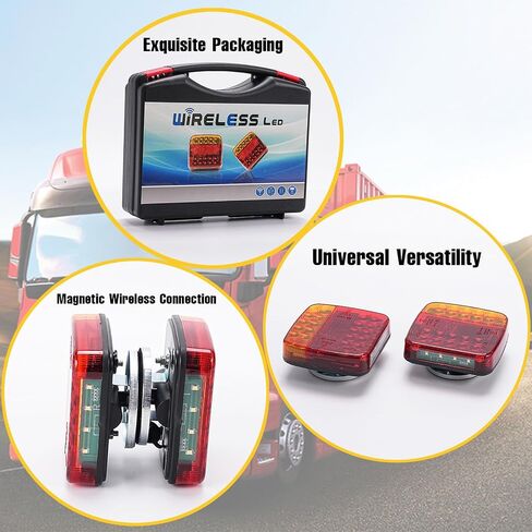 Magnetic Wireless Tail Lights for Trailer, 2025 Upgraded Wireless Trailer Lights Kit, Rechargeable Magnetic Led Trailers Light, for Truck, Rv, Camper, Boat, Carava (Magnetic type) in Saudi Arabia
