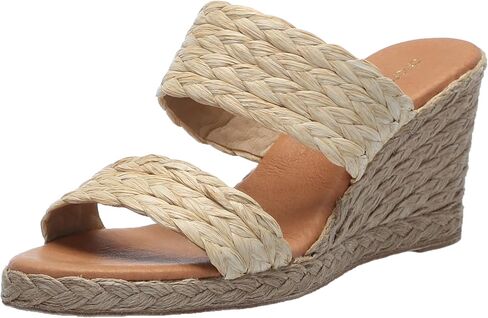 Andre Assous Women's Nolita Raffia Wedge Sandal, Natural Platino Stripe, 6 in Kuwait