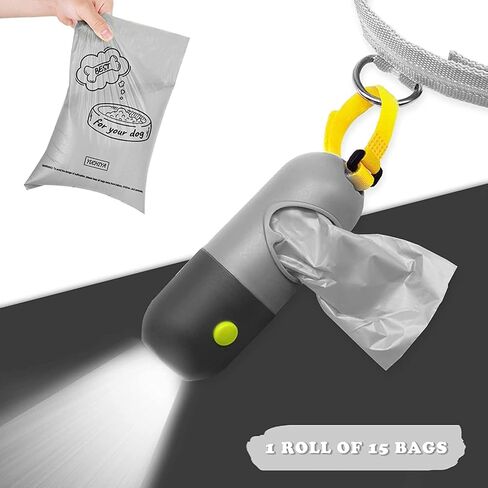 Dog Waste Bags Holder with LED Flashlight Doggie Poop Bags Dispenser with 13 Rolls Blue Leak-Proof Pet Trash Bags and Dog Walking Accessories (Crystal Blue) in Saudi Arabia