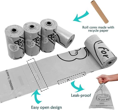 Dog Waste Bags Holder with LED Flashlight Doggie Poop Bags Dispenser with 13 Rolls Blue Leak-Proof Pet Trash Bags and Dog Walking Accessories (Crystal Blue) in Saudi Arabia