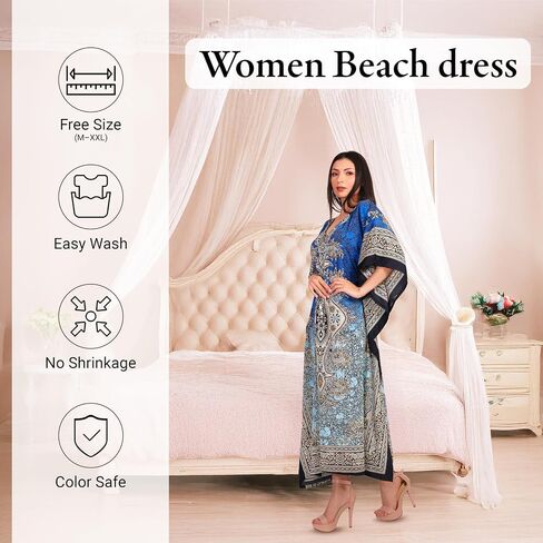 Kaftan Dresses for Women – Plus Size Maxi Beach Dress, Evening Dress, Swimsuit Cover-ups, Long Tunic Caftan, Moo Moos Kimono in Kuwait