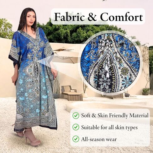 Kaftan Dresses for Women – Plus Size Maxi Beach Dress, Evening Dress, Swimsuit Cover-ups, Long Tunic Caftan, Moo Moos Kimono in Kuwait