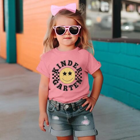 Kekemi Kid Boy Girl اليوم الأول من قمصان المدرسة ابتسامة وجه روضة الأطفال تي شيرت الأطفال العودة إلى ملابس المدرسة المحملات في مرحلة ما قبل المدرسة in Kuwait
