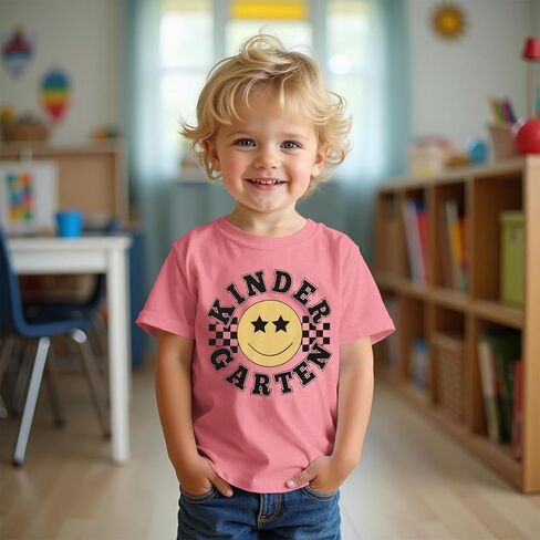 Kekemi Kid Boy Girl اليوم الأول من قمصان المدرسة ابتسامة وجه روضة الأطفال تي شيرت الأطفال العودة إلى ملابس المدرسة المحملات في مرحلة ما قبل المدرسة in Kuwait