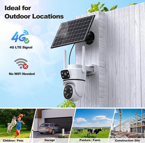 4G LTE Cellular Solar Security Camera Wireless Outdoor, W/Changeable SIM Card&32GB SD,Spotlight Alarm,Color Night Vision,Two-Way Audio,Solar Powered, HD Camera,Motion Detection in Saudi Arabia