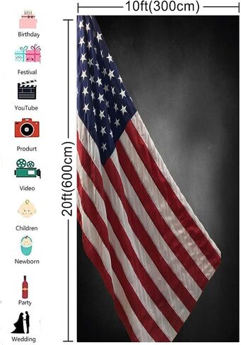 5x7ft 4th of July Background Soft Fabric Background for Decor Black and Grey Photo Booth Backdrop for Portrait Independence Day Flag Backdrop in Kuwait