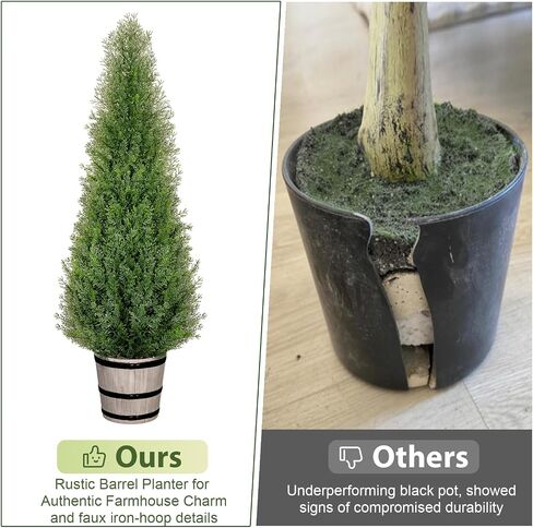 36IN Artificial Cedar Topiary Trees with Imitation Wooden Planter, Outdoor Indoor Realistic Faux Pine Shrubs Plants, Fake Cypress Trees for Home Offices Porch Decor, Set of 2 in Saudi Arabia