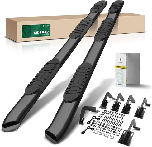 YHTAUTO 5 Inch Running Boards Fit Ford F-250/F-350/F-450/F-550 Super Duty 1999-2016 Crew Cab, Oval Bent Ends Side Steps Carbon Steel Step Bars Off-Road Exterior Accessories in Kuwait