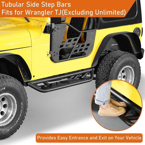 HOOKE ROAD TJ Running Boards ، 5.27 "Drop Side Step Nerf Bars for 1997-2006 Jeep Wrangler TJ (Exclude Unlimited) ، Tube Rock Rails Steam Duty Steel in Kuwait