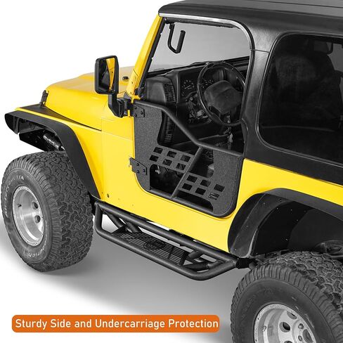 HOOKE ROAD TJ Running Boards ، 5.27 "Drop Side Step Nerf Bars for 1997-2006 Jeep Wrangler TJ (Exclude Unlimited) ، Tube Rock Rails Steam Duty Steel in Kuwait