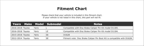 Front Disc Brake Caliper Pin Boot Kit Compatible With Toyota Yaris 2018 2017 2016 2015 2014 2013 2012 P-1182462 in Kuwait