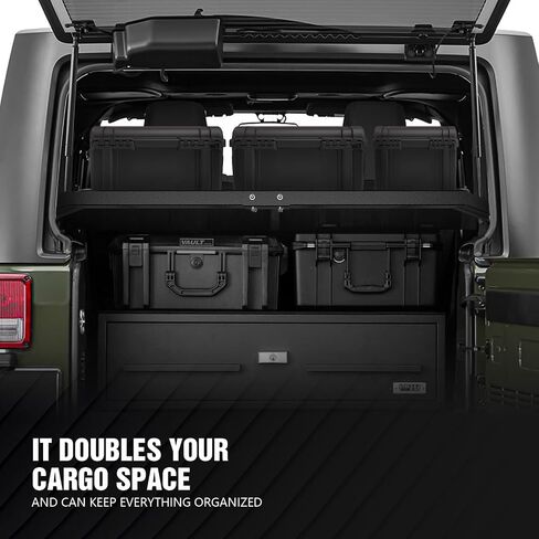 سلة البضائع الخلفية السوداء السوداء متوافقة مع 2007-2025 Wrangler JK JKU & JL JLU 4 Door Hardptops ، Heaffice 300 LBS Trunk Storing Rack Rack Resfage in Saudi Arabia