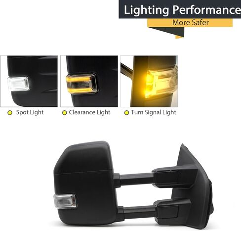 TOEMIRR Towing Mirror fit for 2017 2018 2019 2020 Ford F250 F350 F450 F550 Super Duty Heated Power Temperature Sensor Turn Signal Light Auxiliary Light Manual telescopic Black LH in Saudi Arabia