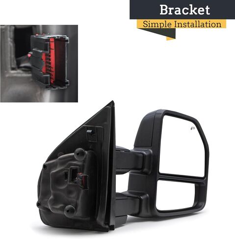 TOEMIRR Towing Mirror fit for 2017 2018 2019 2020 Ford F250 F350 F450 F550 Super Duty Heated Power Temperature Sensor Turn Signal Light Auxiliary Light Manual telescopic Black LH in Saudi Arabia