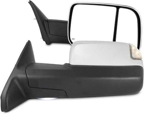 Akkon - لعام 2009-2018 Dodge Ram Towing Mirrors مع طي الطاقة | مستشعر درجة الحرارة | الحرارة | انعطف إشارة | الضوء - الكروم in Saudi Arabia