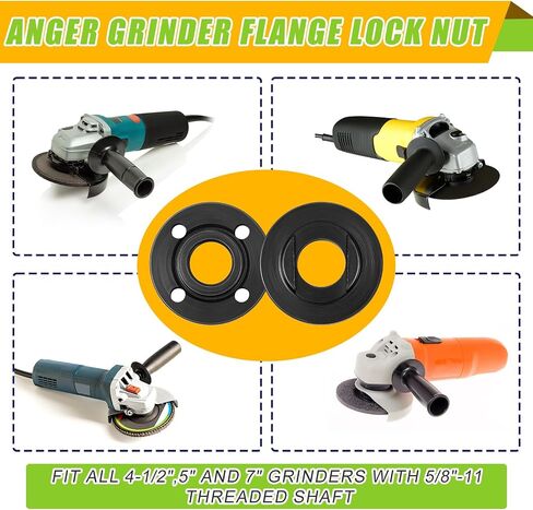 Hicarer 25 Pcs Angle Grinder Nut Angle Grinder Wrench Kit Universal Locknut Wrench Adjustable Wrench Spanner 5/8''-11 Flange Metal Lock Nut Grinder Parts Compatible with Makita/Dewalt in Saudi Arabia
