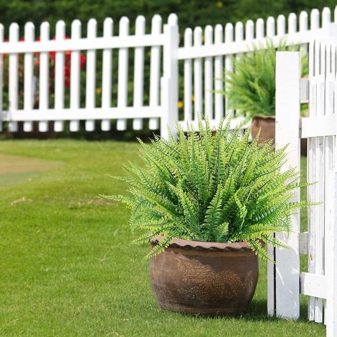 12 حزم النباتات الاصطناعية ، وهمية بوسطن سرخس الأخضر في الهواء الطلق مقاوم الأشعة فوق البنفسجية لا تتلاشى زخرفة البلاستيك النباتات حديقة الشرفة تزيين الصندوق ... in Kuwait