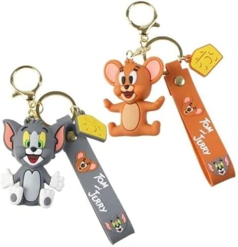 Jerry And Tom Characters 3D Silicone Charm Keychain Keyring Set of 2 in Saudi Arabia