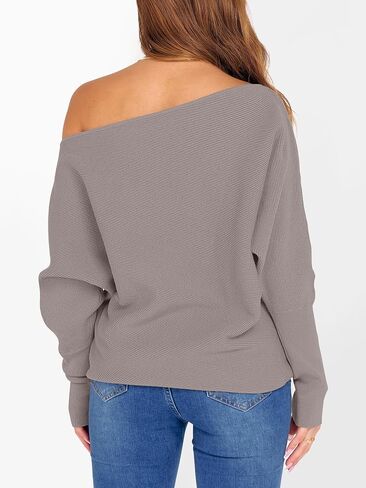 ANRABESS Womens Off Shoulder Sweaters 2025 Fall Long Batwing Sleeve Loose Fit Knit Tops Casual Pullovers Jumpers in Kuwait