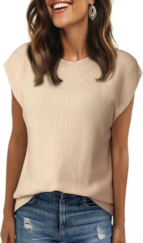 Dokotoo Sweater Vest Women Casual Crewneck Sleeveless Sweaters for Women Solid Loose Cable Knit Tank Tops in Saudi Arabia