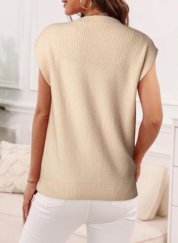 Dokotoo Sweater Vest Women Casual Crewneck Sleeveless Sweaters for Women Solid Loose Cable Knit Tank Tops in Saudi Arabia