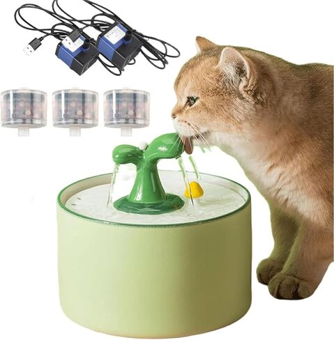 نافورة مياه سيراميك لطيفة للقطط مع 3 مرشحات، نافورة شرب للحيوانات الأليفة سعة 1000 مل لموزع مياه للقطط، نافورة سيراميك أوتوماتيكية صامتة 25 ديسيبل - مثالية لمحبي القطط in Kuwait