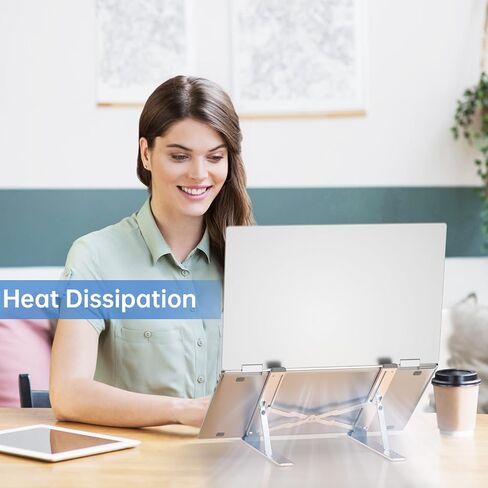 Laptop Stand for Desk Adjustable Laptop Riser with 8-Angle Adjustment Aluminium Alloy Laptop Holder Foldable Computer Stand for 10-16" Laptops(Silver-07) in Saudi Arabia