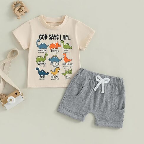 Madjtlqy Toddler Baby Boy Summer Clothes Short Sleeve T Shirt Top Casual Shorts Set Cute Infant Boys Shorts Set in Kuwait