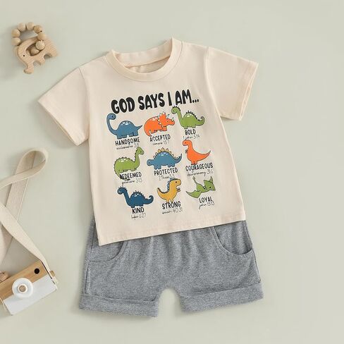Madjtlqy Toddler Baby Boy Summer Clothes Short Sleeve T Shirt Top Casual Shorts Set Cute Infant Boys Shorts Set in Kuwait
