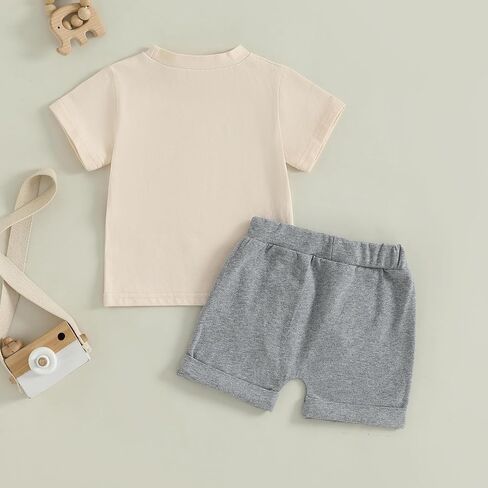 Madjtlqy Toddler Baby Boy Summer Clothes Short Sleeve T Shirt Top Casual Shorts Set Cute Infant Boys Shorts Set in Kuwait