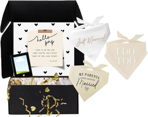 I Do Too! Boho Wedding Announcement Natural Dog Bandana with Puff Print and Boho Fringe (Natural, Puff 32 Trim 1) in Saudi Arabia