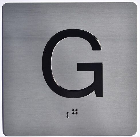 Elevator JAMB Plate with Braille - Elevator Floor Number Brush SILVER (G- GROUND 4X4) in Saudi Arabia