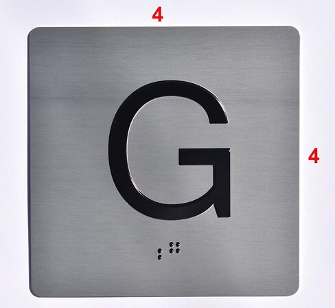 Elevator JAMB Plate with Braille - Elevator Floor Number Brush SILVER (G- GROUND 4X4) in Saudi Arabia