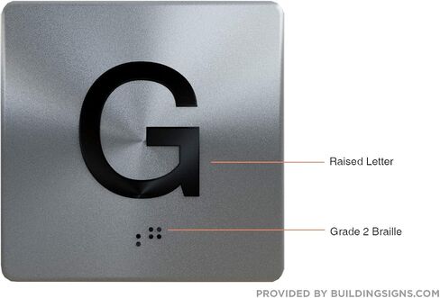 Elevator JAMB Plate with Braille - Elevator Floor Number Brush SILVER (G- GROUND 4X4) in Saudi Arabia