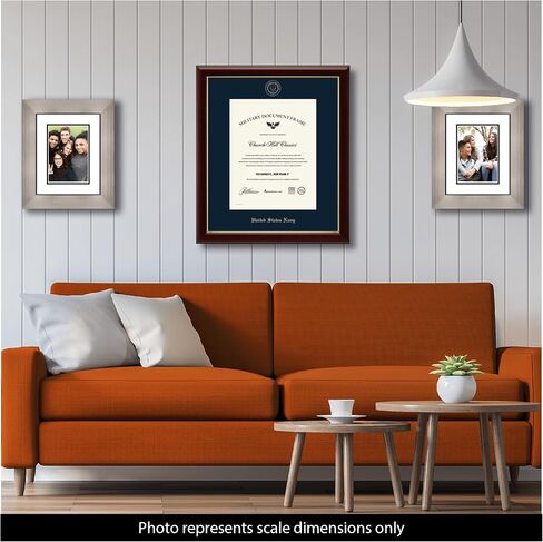 الولايات المتحدة البحرية 11 "W × 14" إطار الشهادة - نوبات - إطار شهادة الذهب المنقوش - صب الكرز مع حصيرة البحرية - مرخص رسميًا in Kuwait