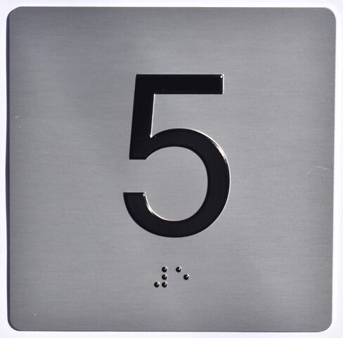 Elevator JAMB Plate with Braille - Elevator Floor Number Brush SILVER (G- GROUND 4X4) in Saudi Arabia